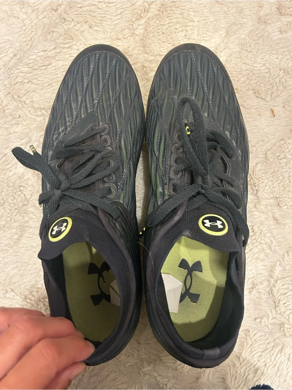 Under Armour Men’s Black Athletic Shoes with Lime Green Inners